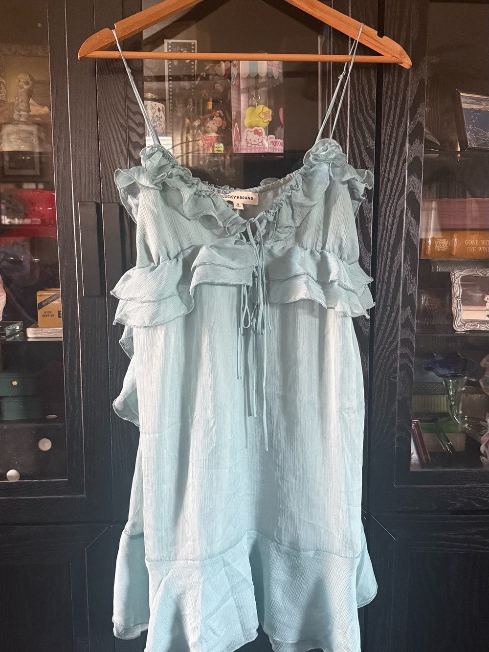 Lucky Brand Sky Blue Ruffled Tie-Front Blouse